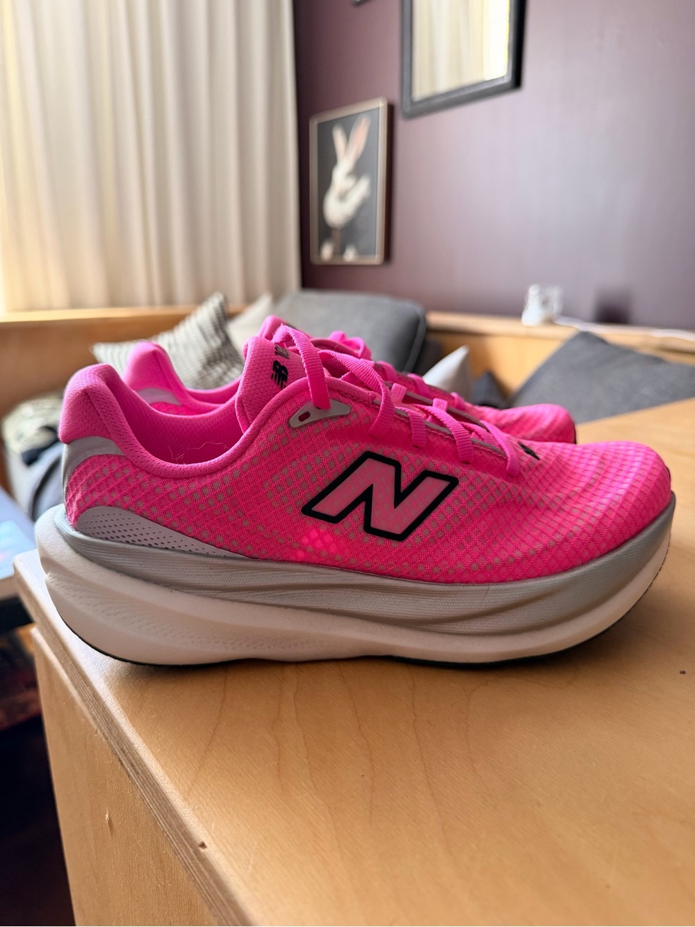 New Balance 1080v15 Women's Hot Pink Mesh Running Sneakers